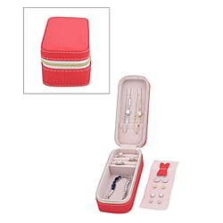 Portable Mini Travel Jewellery Box with Anti Tarnish Lining and Zipper Closure - Black