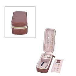Portable Mini Travel Jewellery Box with Anti Tarnish Lining and Zipper Closure - Black