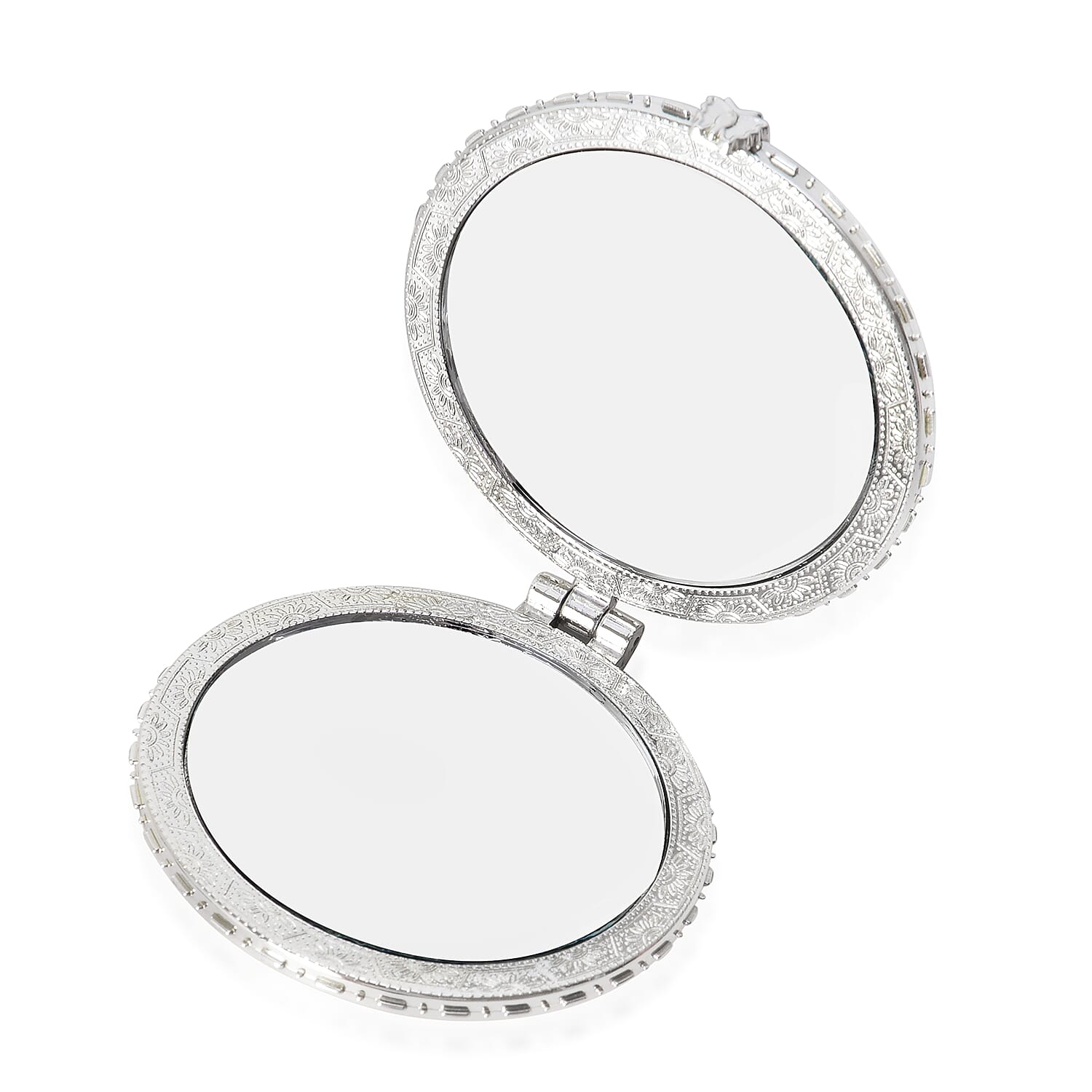 3 Piece Set - Floral Embroidery Pattern Cosmetic Organiser (Includes Compact Mirror, Lipstick Case and Coin Purse) - Red