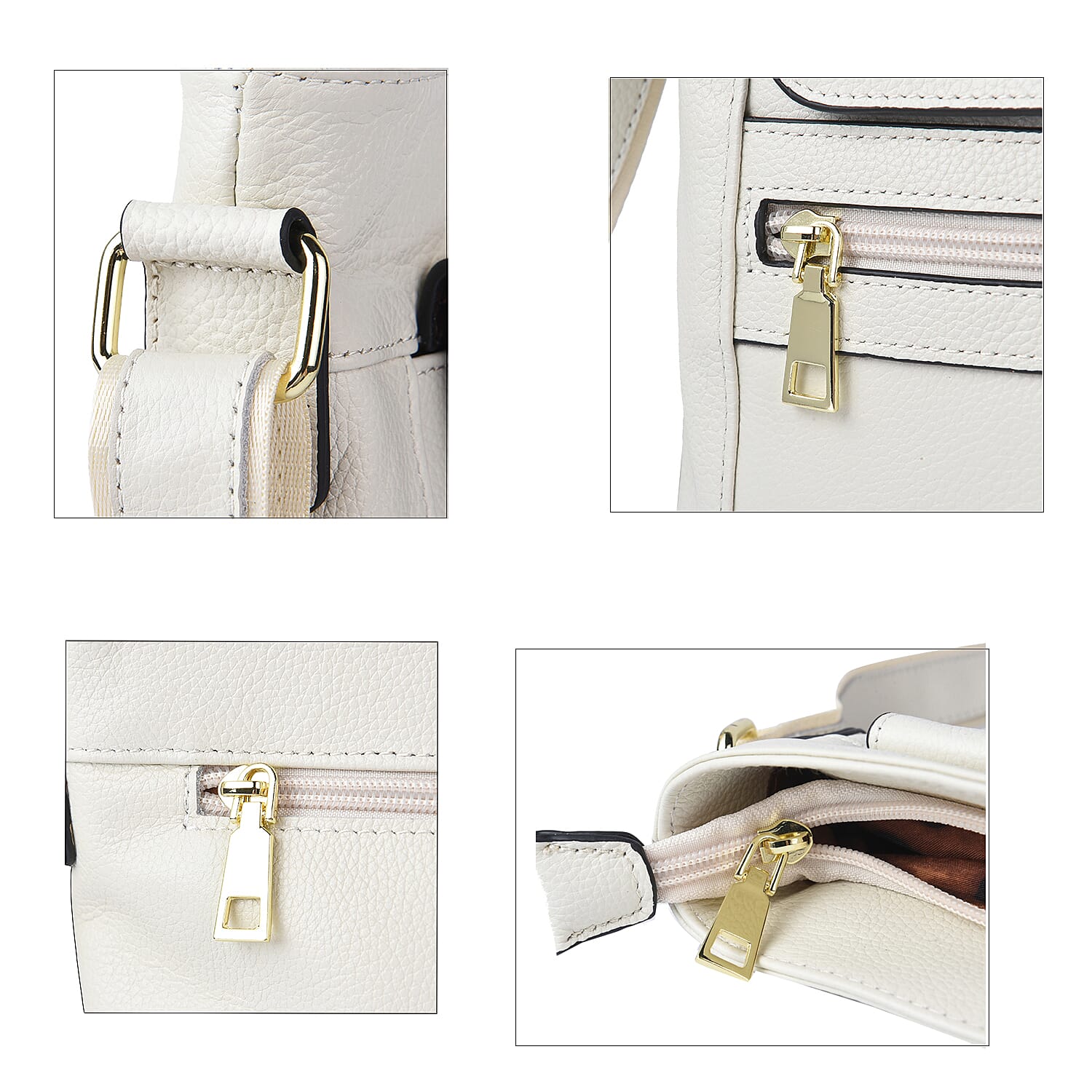 SENCILLEZ Womens Genuine Leather Crossbody Bag with Shoulder Strap - Off White