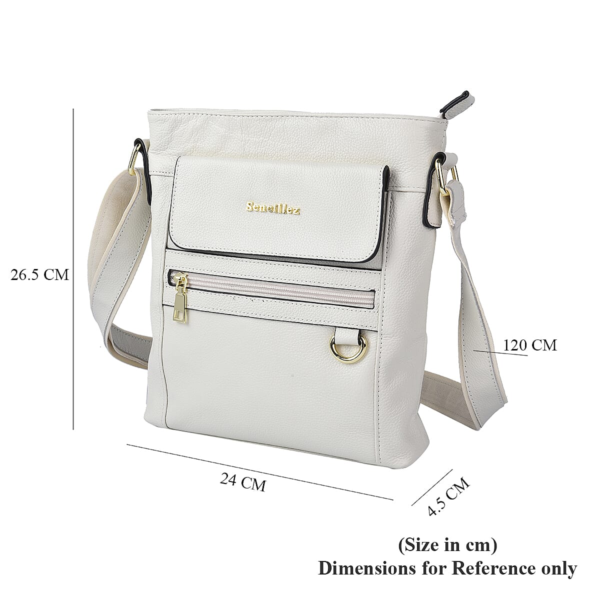 SENCILLEZ Womens Genuine Leather Crossbody Bag with Shoulder Strap - Off White
