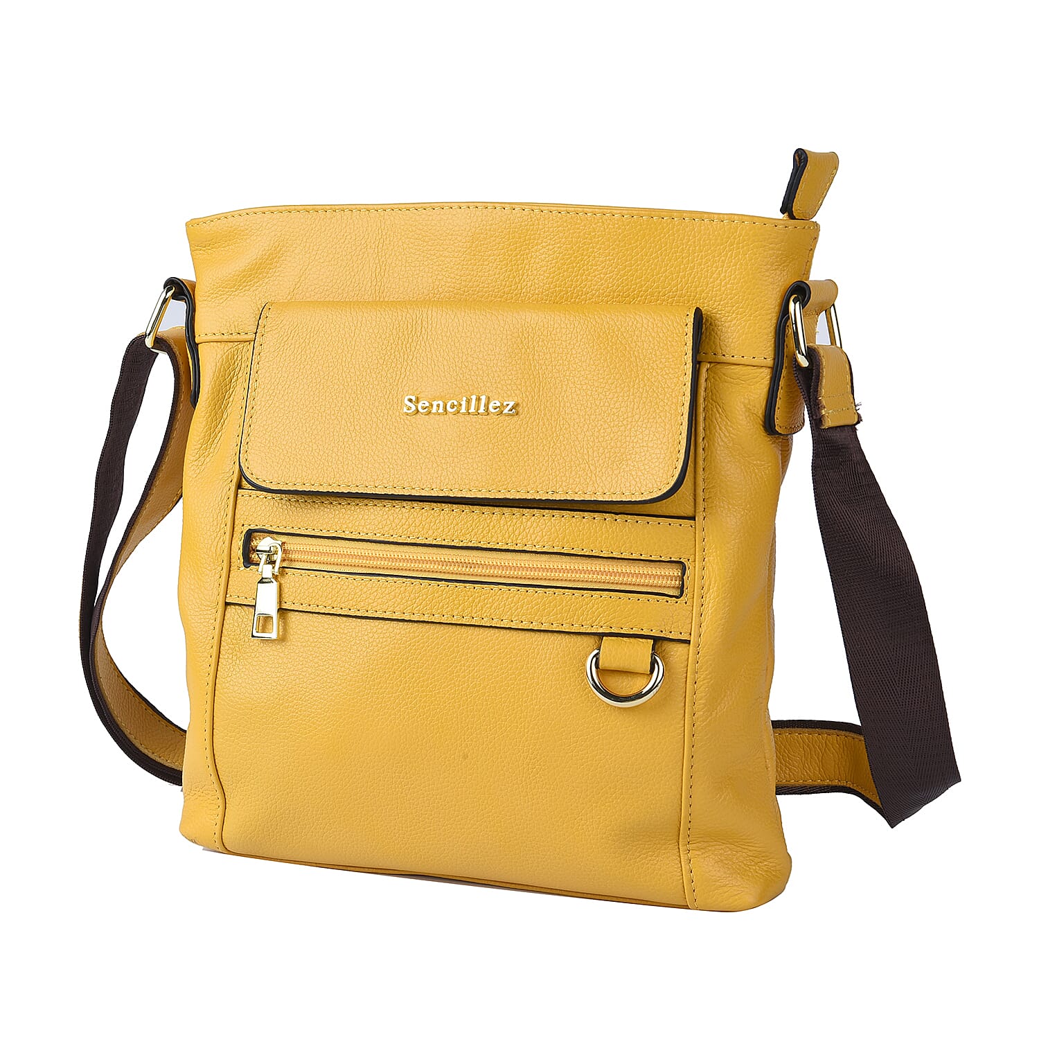 SENCILLEZ Womens Genuine Leather Crossbody Bag with Shoulder Strap - Off White