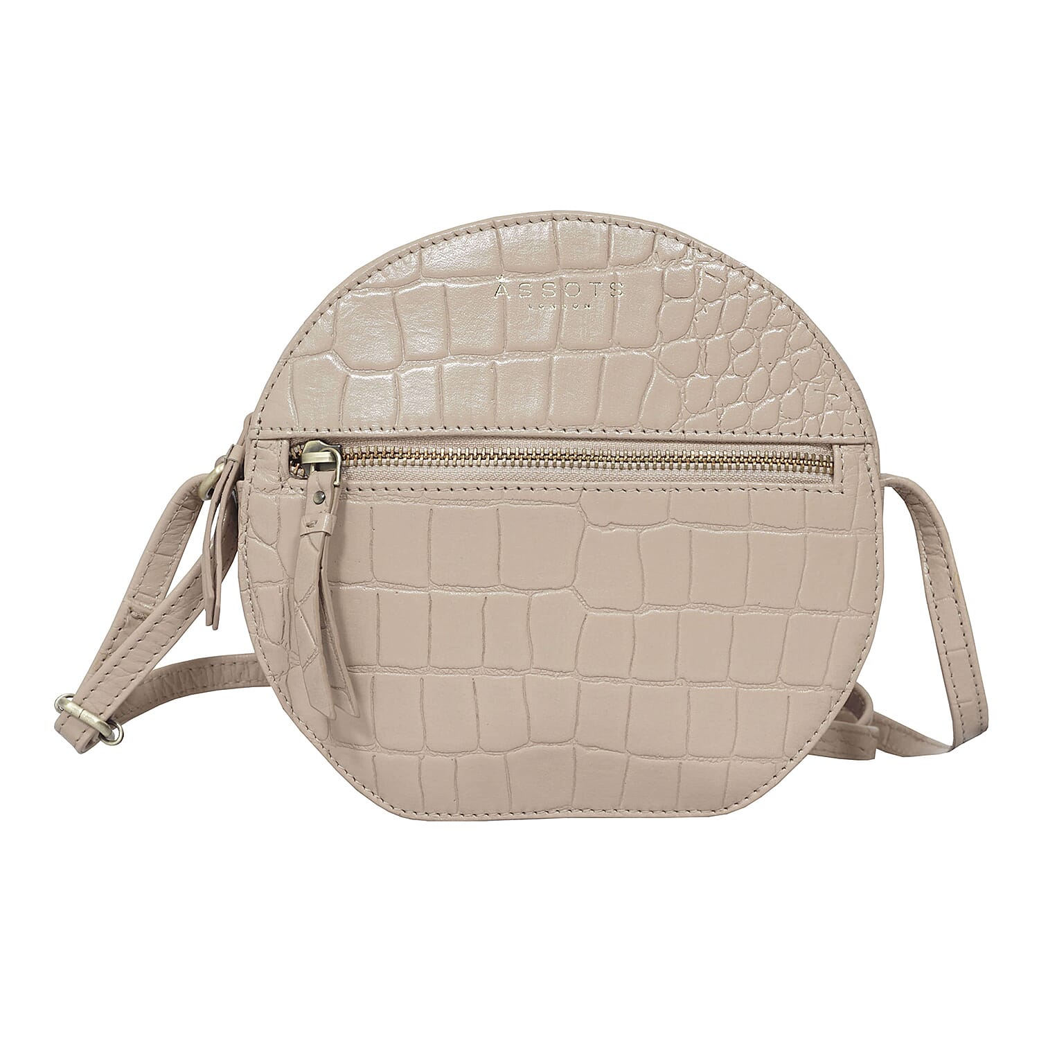 ASSOTS LONDON JANE Genuine Leather Round Croc Crossbody Bag (Size 18x10x6cm) - Green