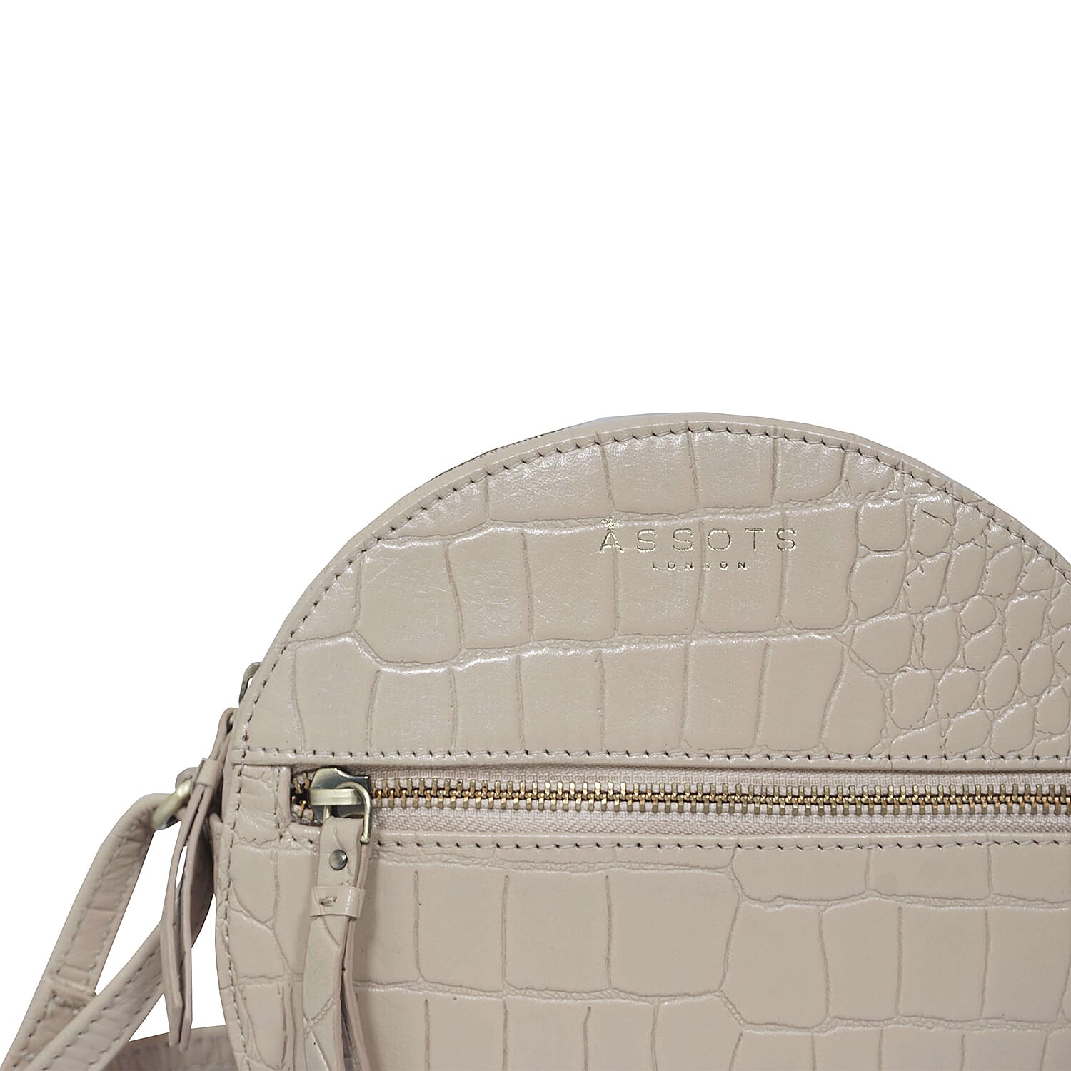 ASSOTS LONDON JANE Genuine Leather Round Croc Crossbody Bag (Size 18x10x6cm) - Green