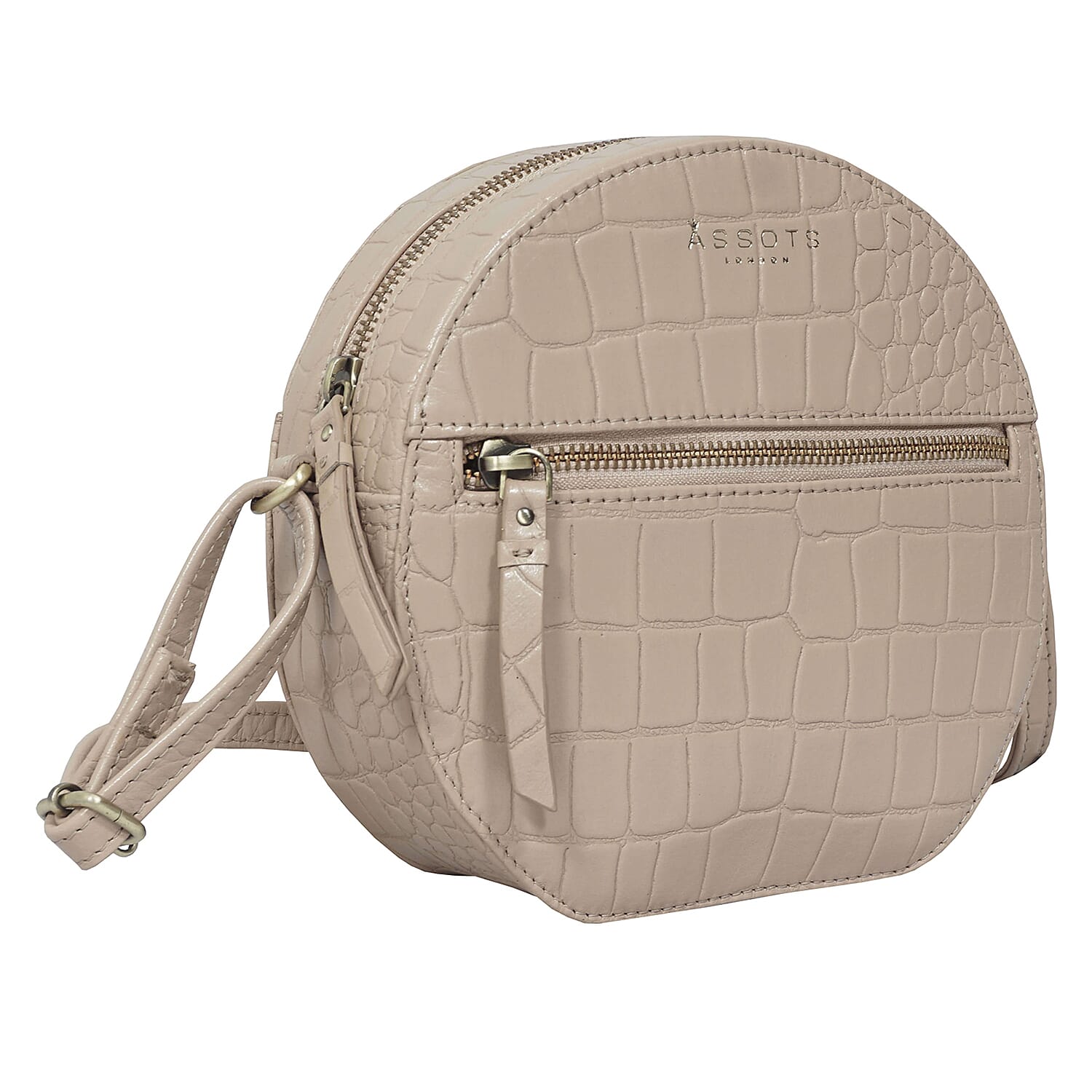 ASSOTS LONDON JANE Genuine Leather Round Croc Crossbody Bag (Size 18x10x6cm) - Green