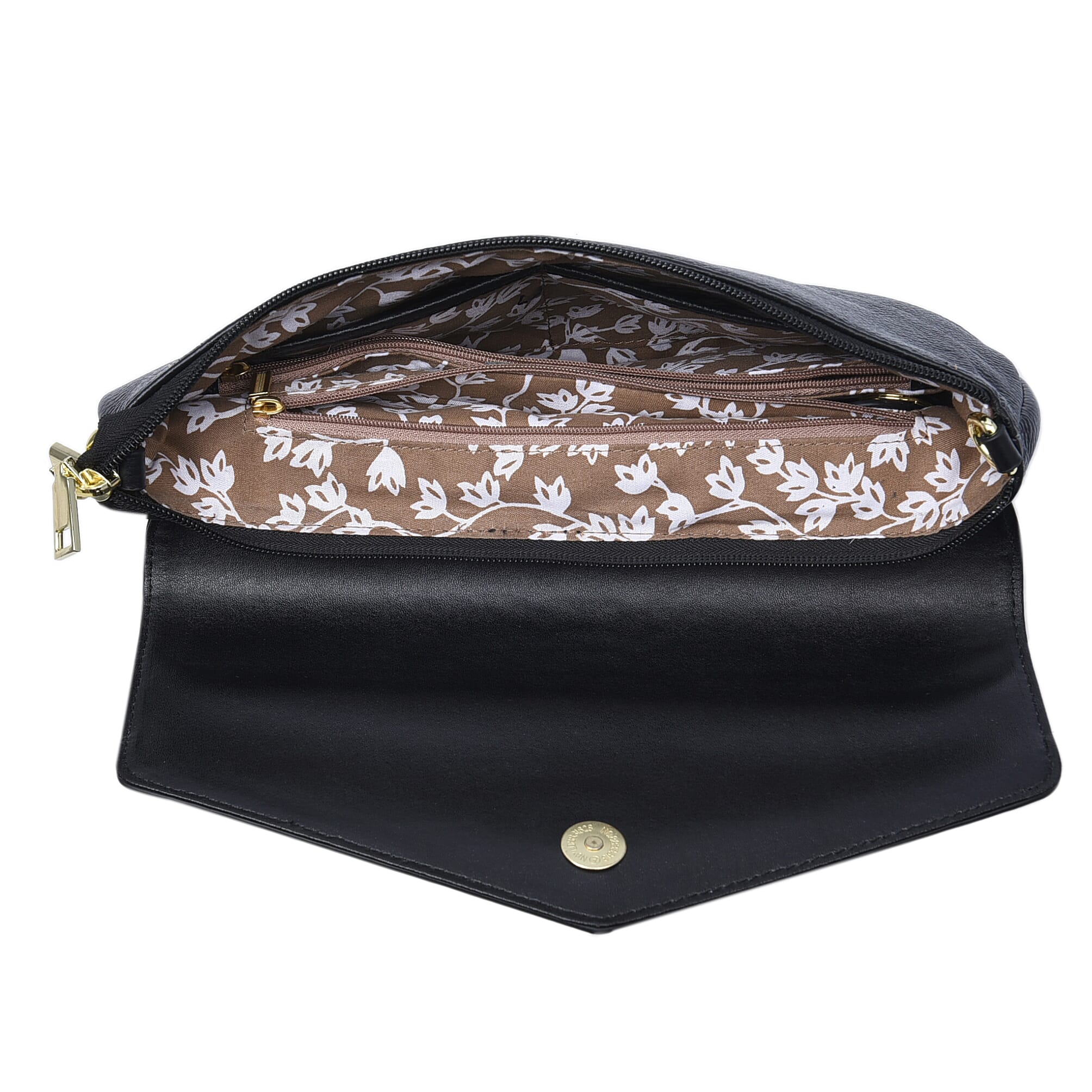 Sencillez Genuine Leather Snake Print Bag (Size 28x3x17cm) - Black & Green