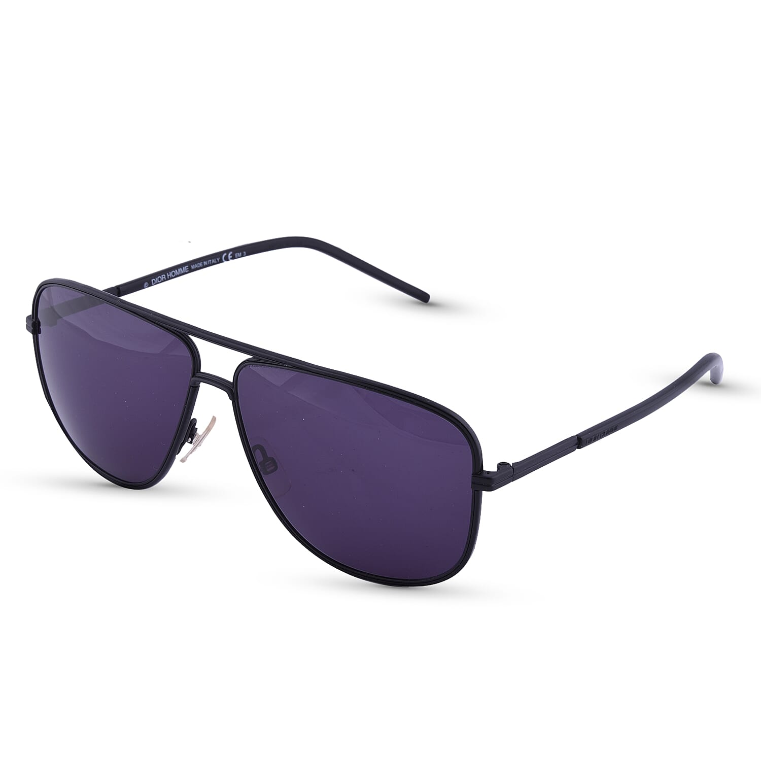 DIOR Mens Black Aviator Sunglasses with Grey Lenses