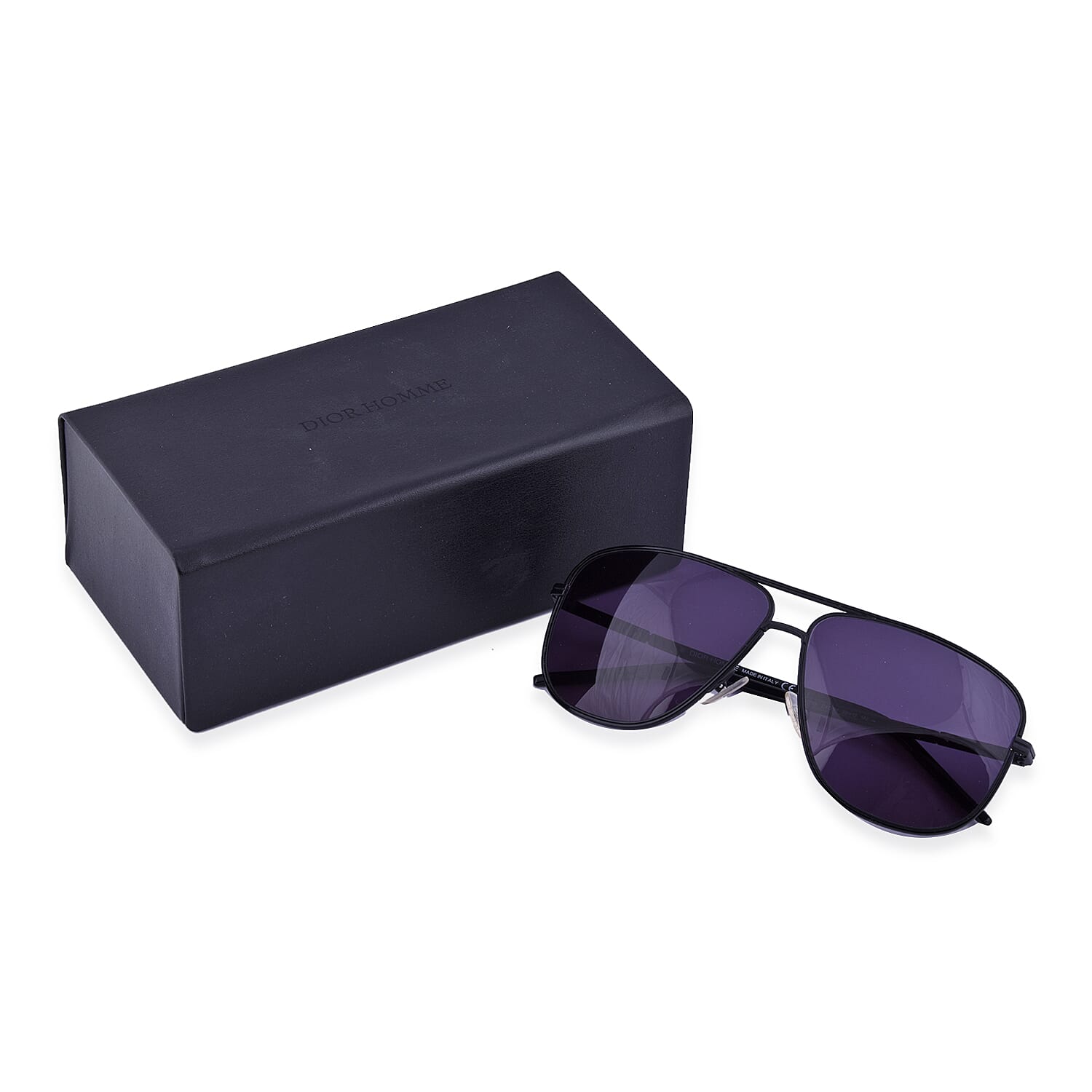 DIOR Mens Black Aviator Sunglasses with Grey Lenses