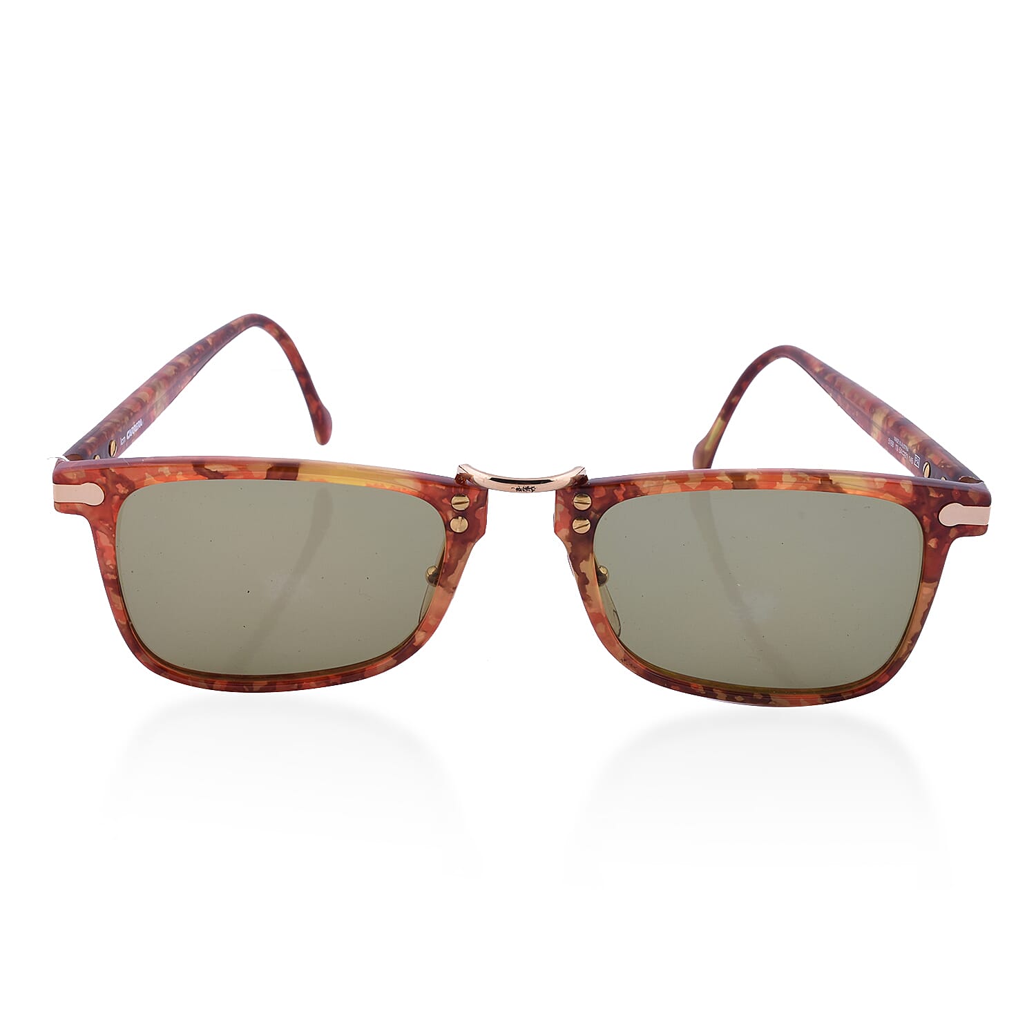 HUGO Boss Unisex Tortoise Wayfarer Sunglasses with Green Lenses