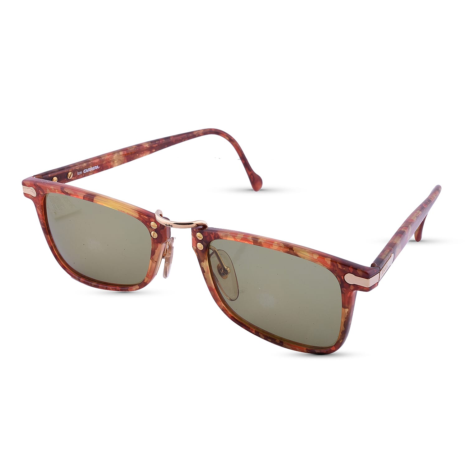 HUGO Boss Unisex Tortoise Wayfarer Sunglasses with Green Lenses