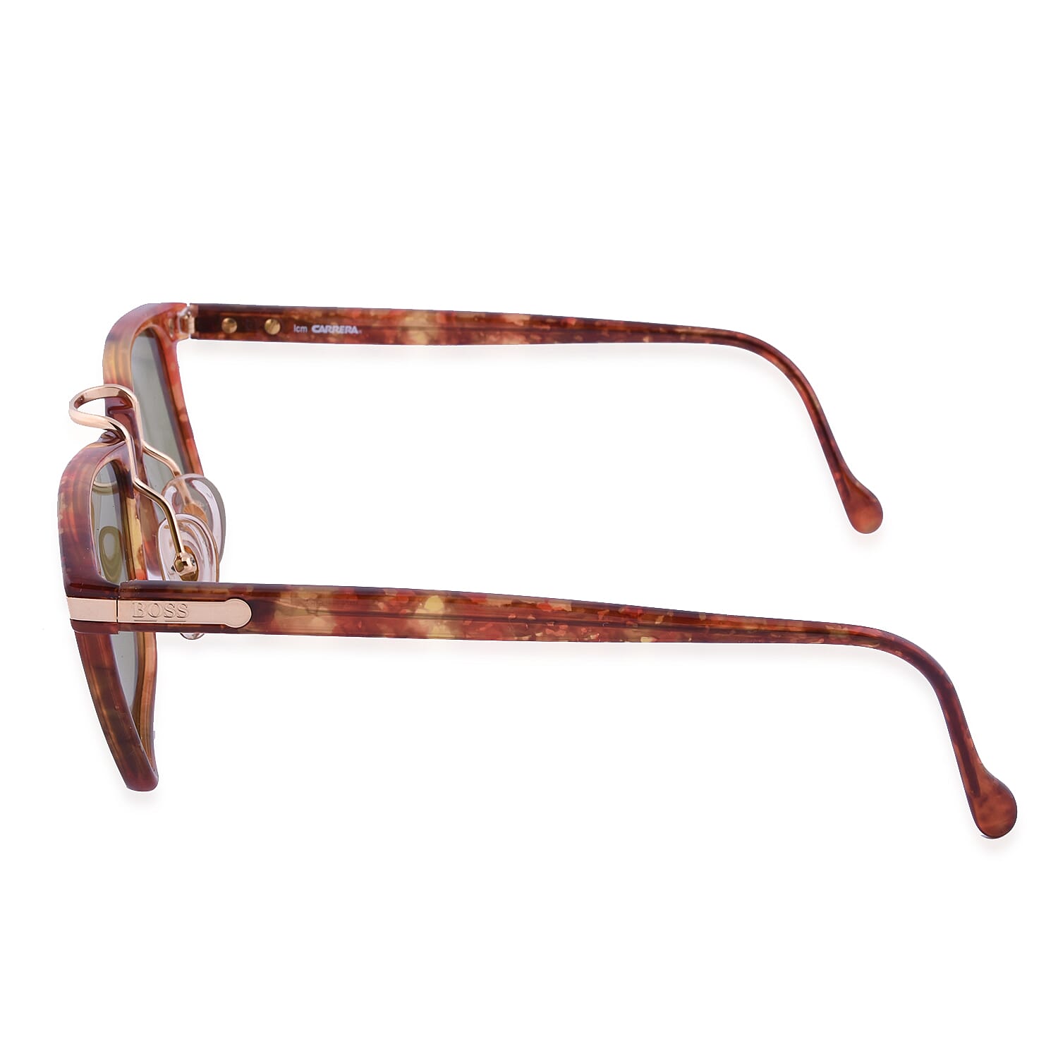 HUGO Boss Unisex Tortoise Wayfarer Sunglasses with Green Lenses