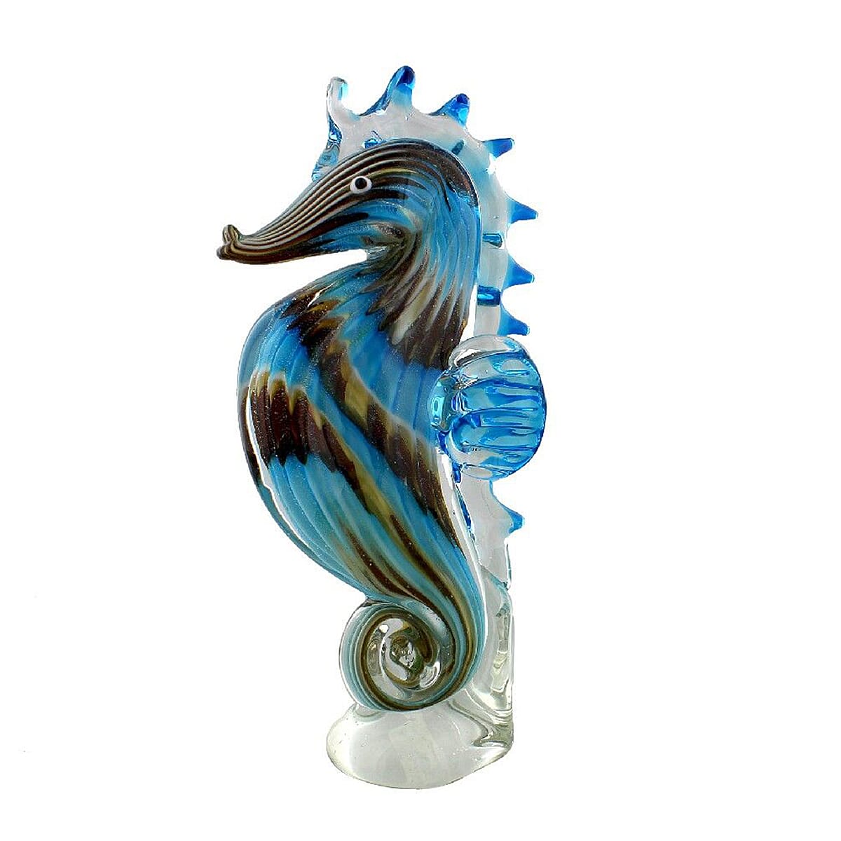 WIDDOP Handblown Glass Objets DArt Figurine - Seahorse (Size 23x7cm)