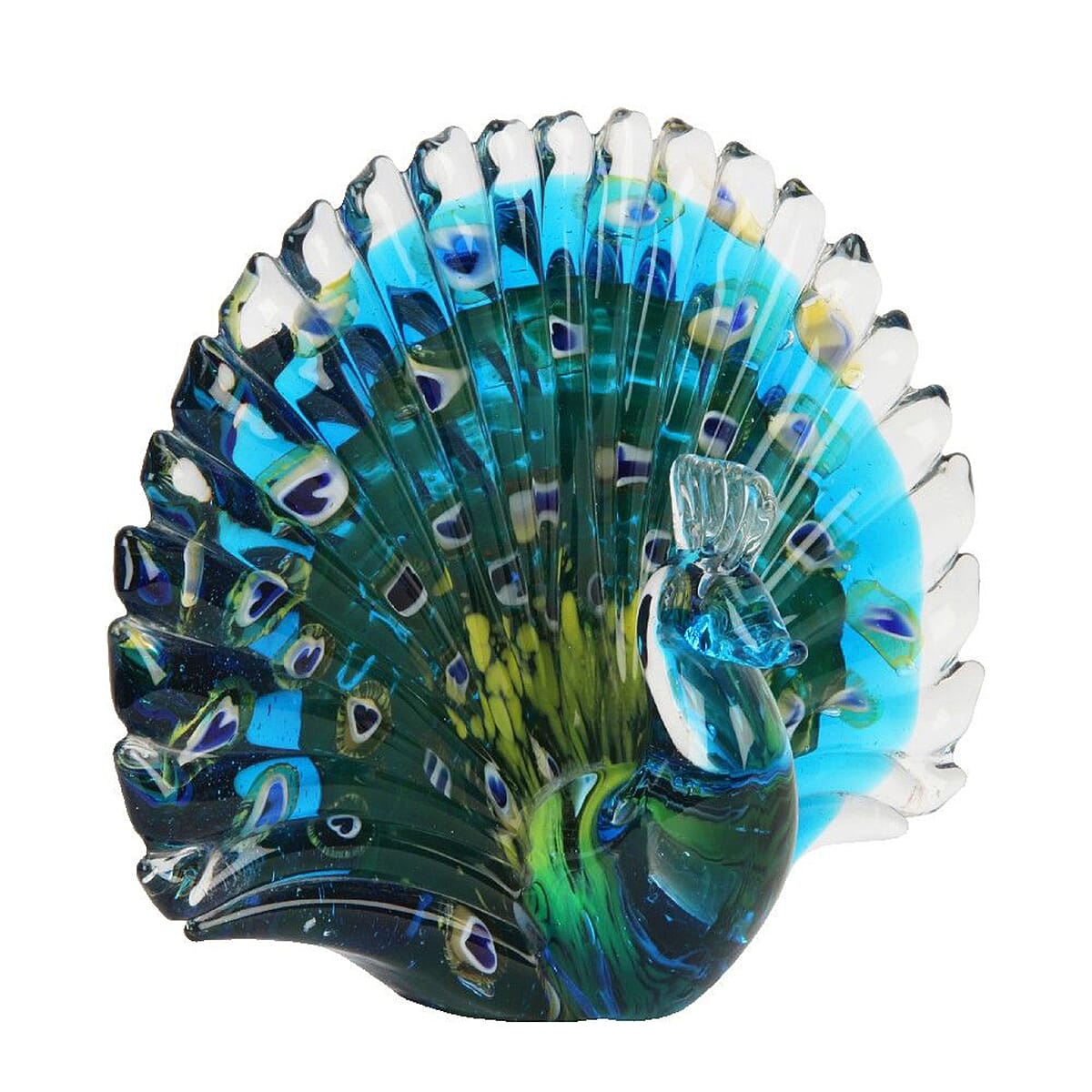 WIDDOP Handblown Glass Objects DArt Figurine - Peacock (Size 15x8x4cm)