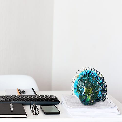 WIDDOP Handblown Glass Objects DArt Figurine - Peacock (Size 15x8x4cm)