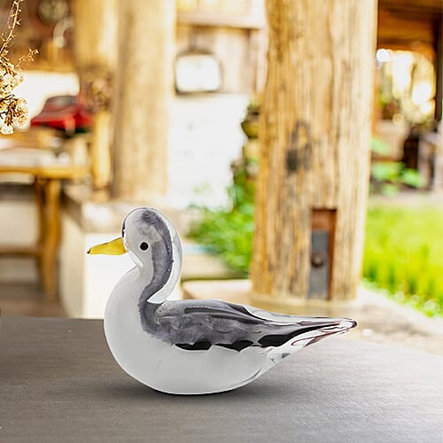 WIDDOP Handblown Glass Objets d Art Figurine - Seagull (Size 12x4cm)