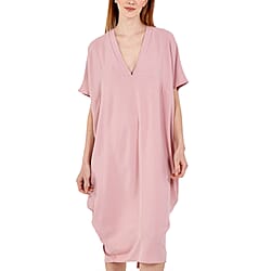 Nova of London Oversized V-Neck Back Slit Detail Midi Dress in Pink (Size S/M; 10-14)