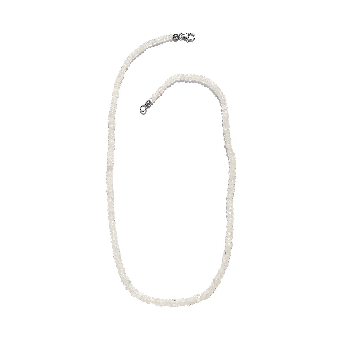 Rainbow Moonstone Beads Necklace (Size - 20) in Platinum Overlay Sterling Silver 98.76 Ct.