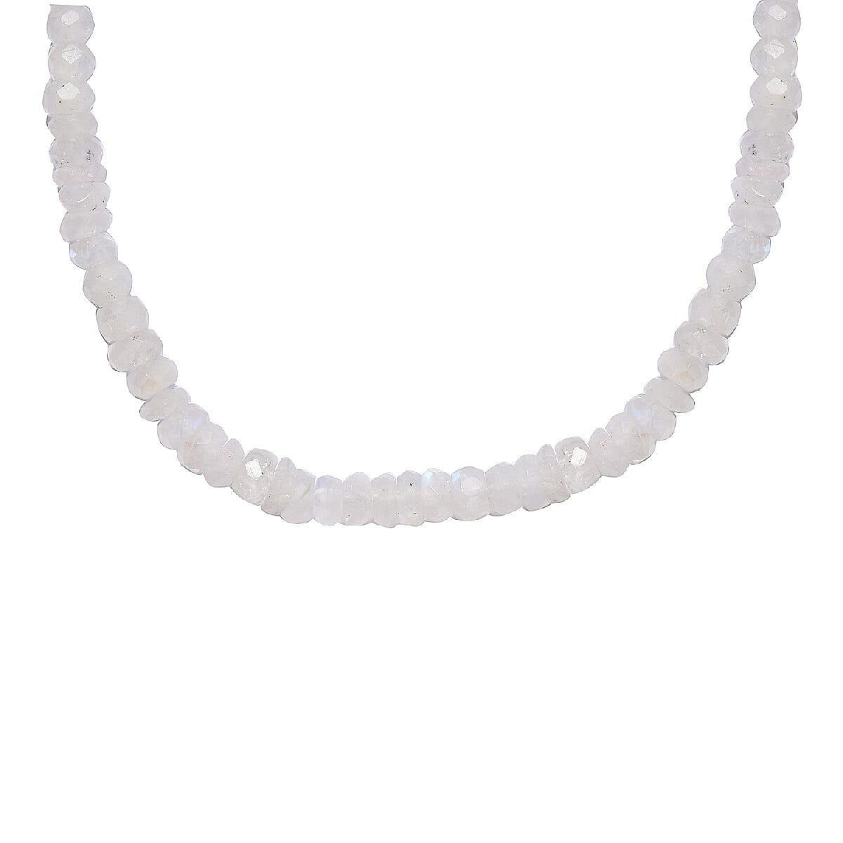 Rainbow Moonstone Beads Necklace (Size - 20) in Platinum Overlay Sterling Silver 98.76 Ct.