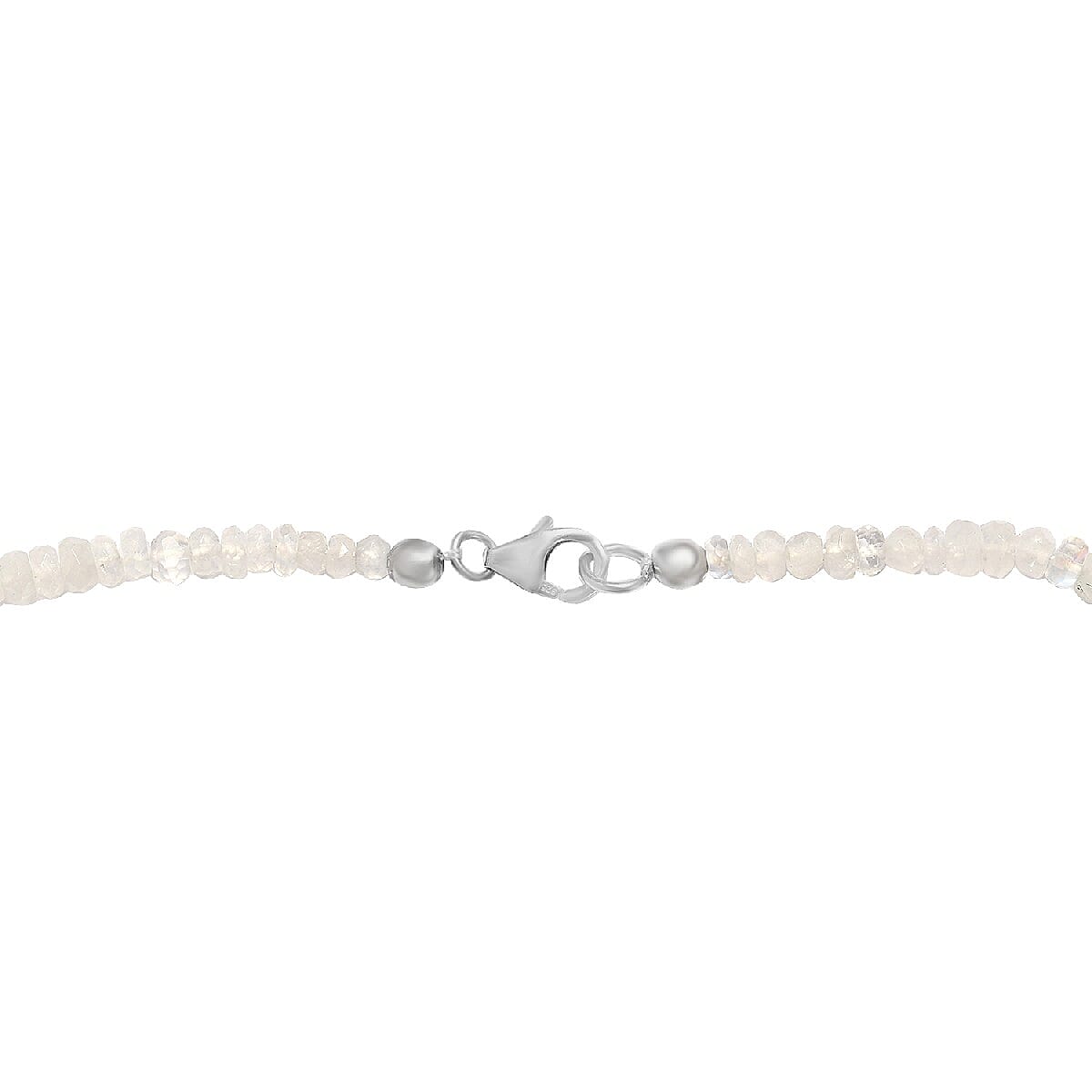 Rainbow Moonstone Beads Necklace (Size - 20) in Platinum Overlay Sterling Silver 98.76 Ct.