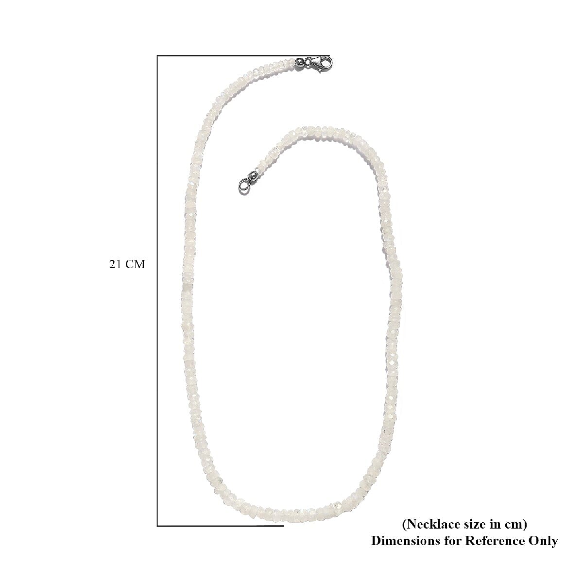 Rainbow Moonstone Beads Necklace (Size - 20) in Platinum Overlay Sterling Silver 98.76 Ct.