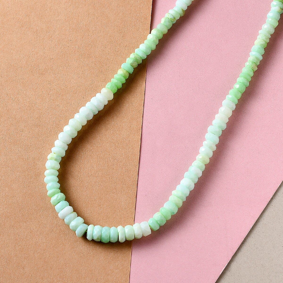 Green Opal Beads Necklace (Size - 20) in Platinum Overlay Sterling Silver 103.18 Ct.