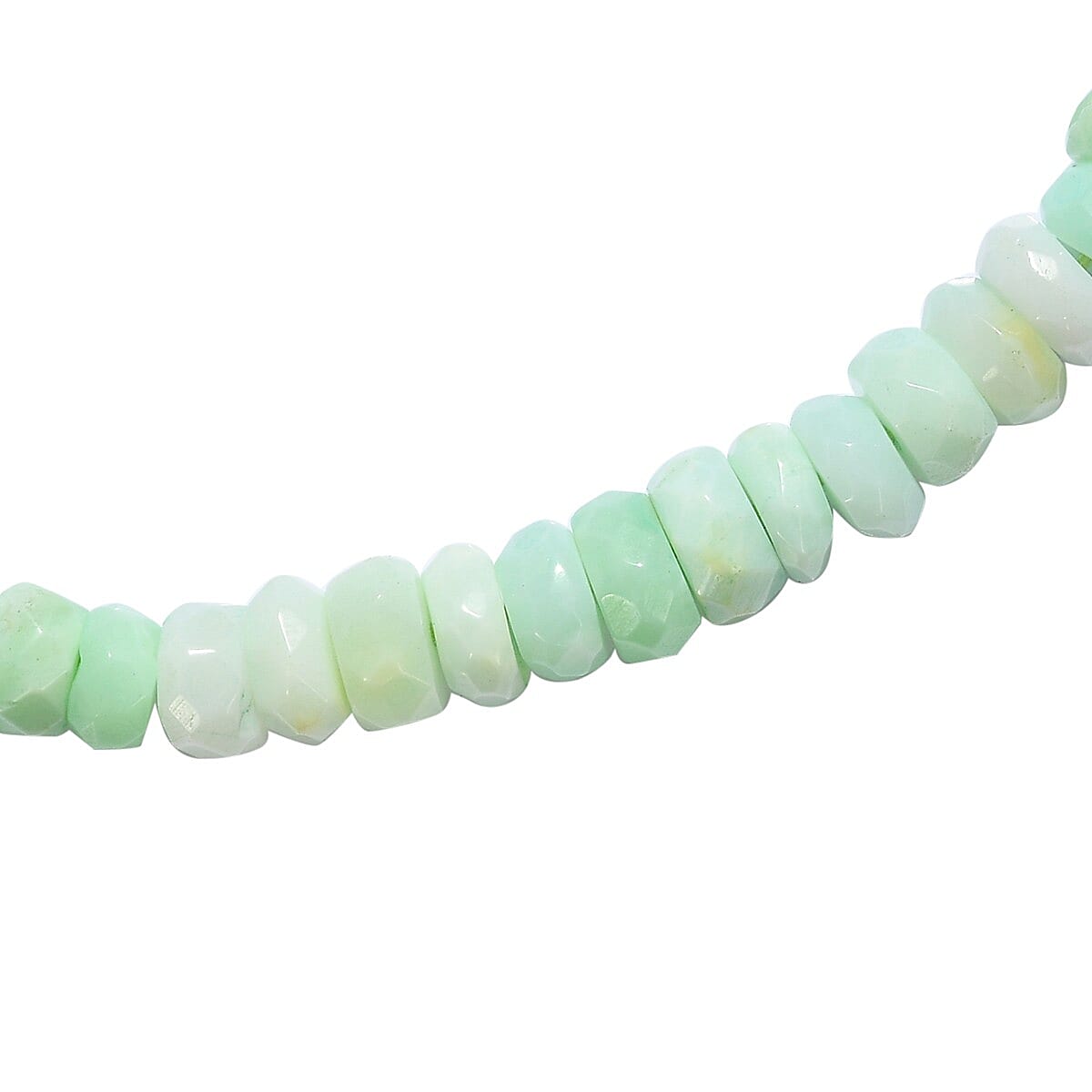 Green Opal Beads Necklace (Size - 20) in Platinum Overlay Sterling Silver 103.18 Ct.