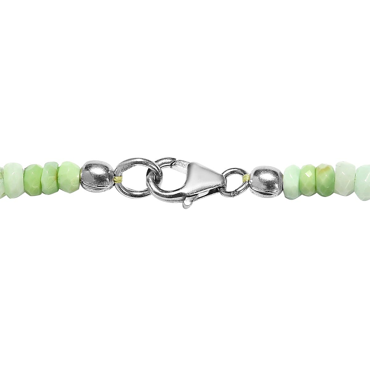 Green Opal Beads Necklace (Size - 20) in Platinum Overlay Sterling Silver 103.18 Ct.