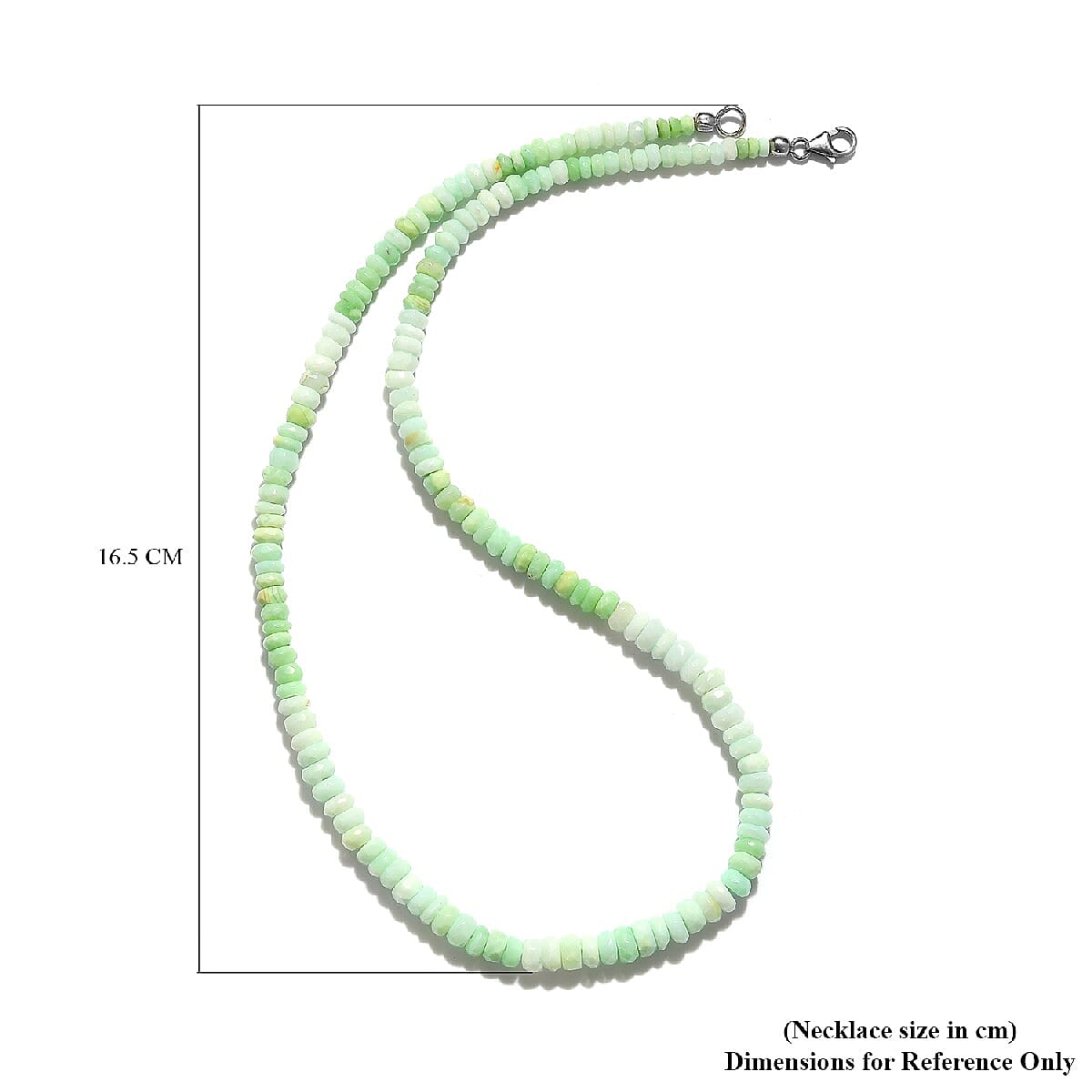 Green Opal Beads Necklace (Size - 20) in Platinum Overlay Sterling Silver 103.18 Ct.