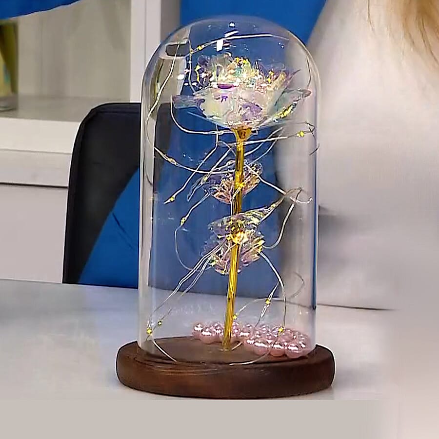 Rose Pattern Dome Lamp with LED Lights (Requires 3 x AAA batteries - not included)