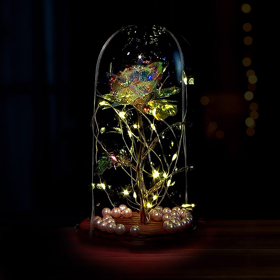 Rose Pattern Dome Lamp with LED Lights (Requires 3 x AAA batteries - not included)