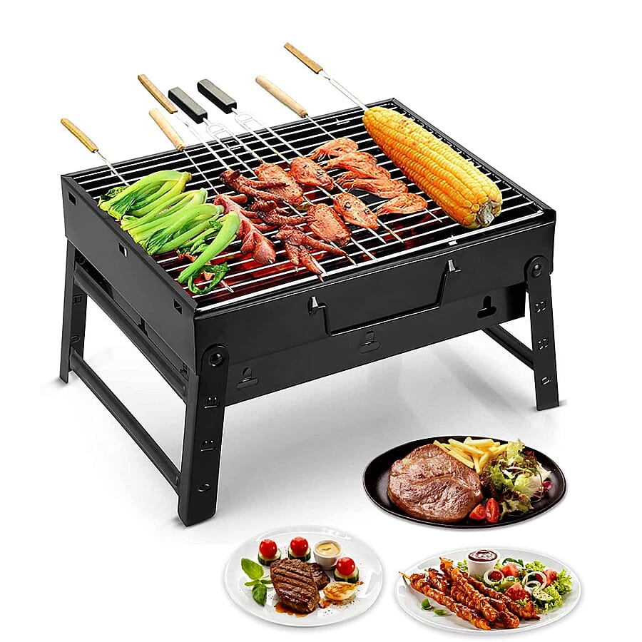 Portable Outdoor Folding BBQ Grill (Size 35x27x20cm) -  Black