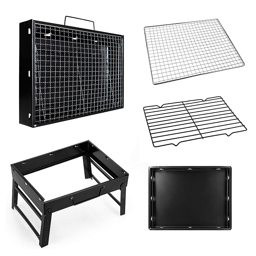 Portable Outdoor Folding BBQ Grill (Size 35x27x20cm) -  Black