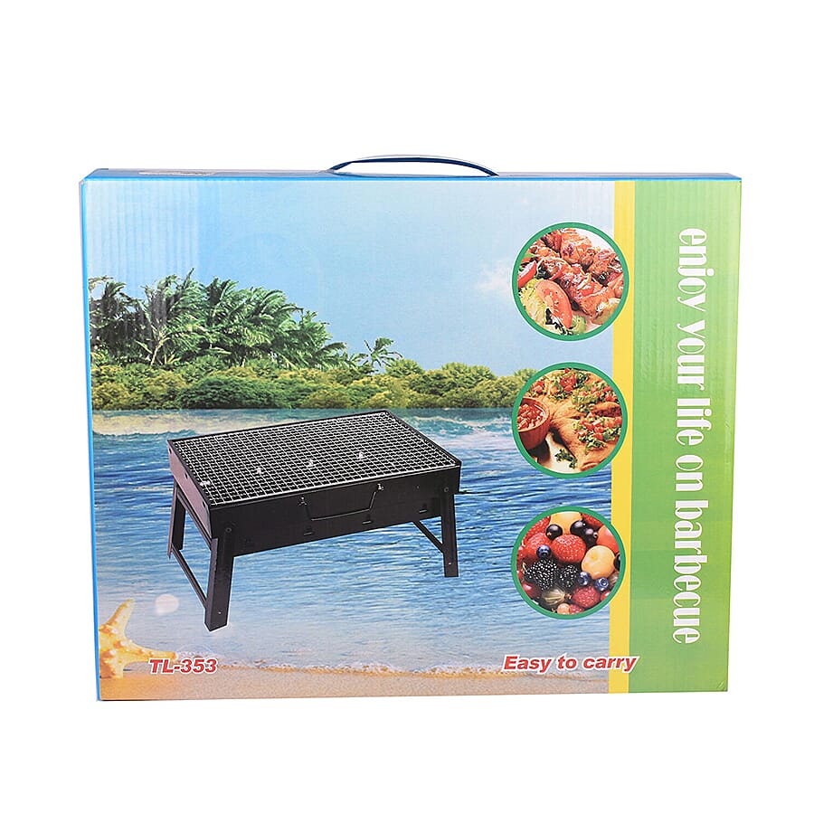 Portable Outdoor Folding BBQ Grill (Size 35x27x20cm) -  Black