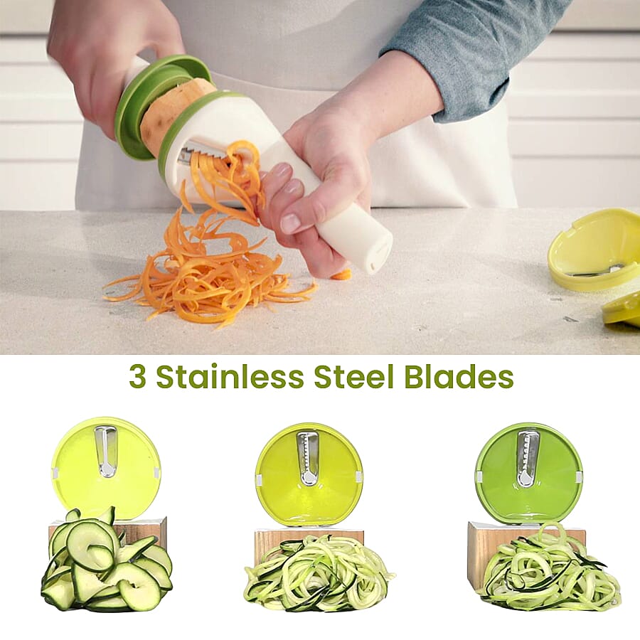 Set of 3 Handheld Twist Spiral Slicer (Size 10.5 Cm) - Green