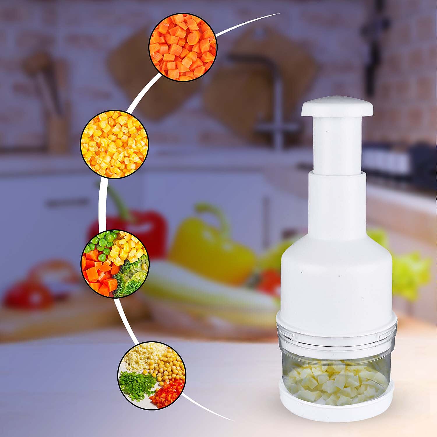 Kitchen Chopper Pressing Cutter Slicer Peeler Dicer Mincer -  White