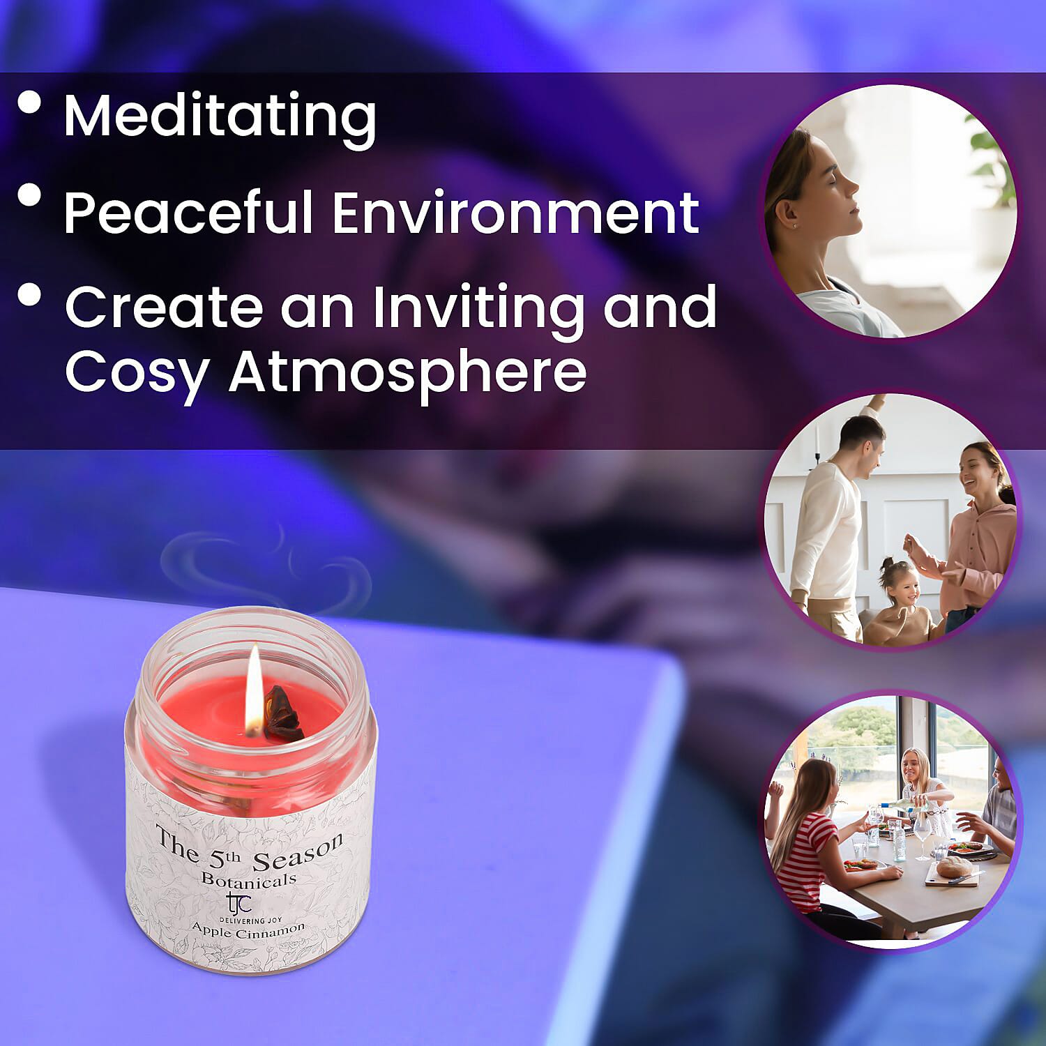 The 5th Season Botanical Collection - Apple Cinnamon Scented Soybean Wax Candle - 30 Hrs Burn Time