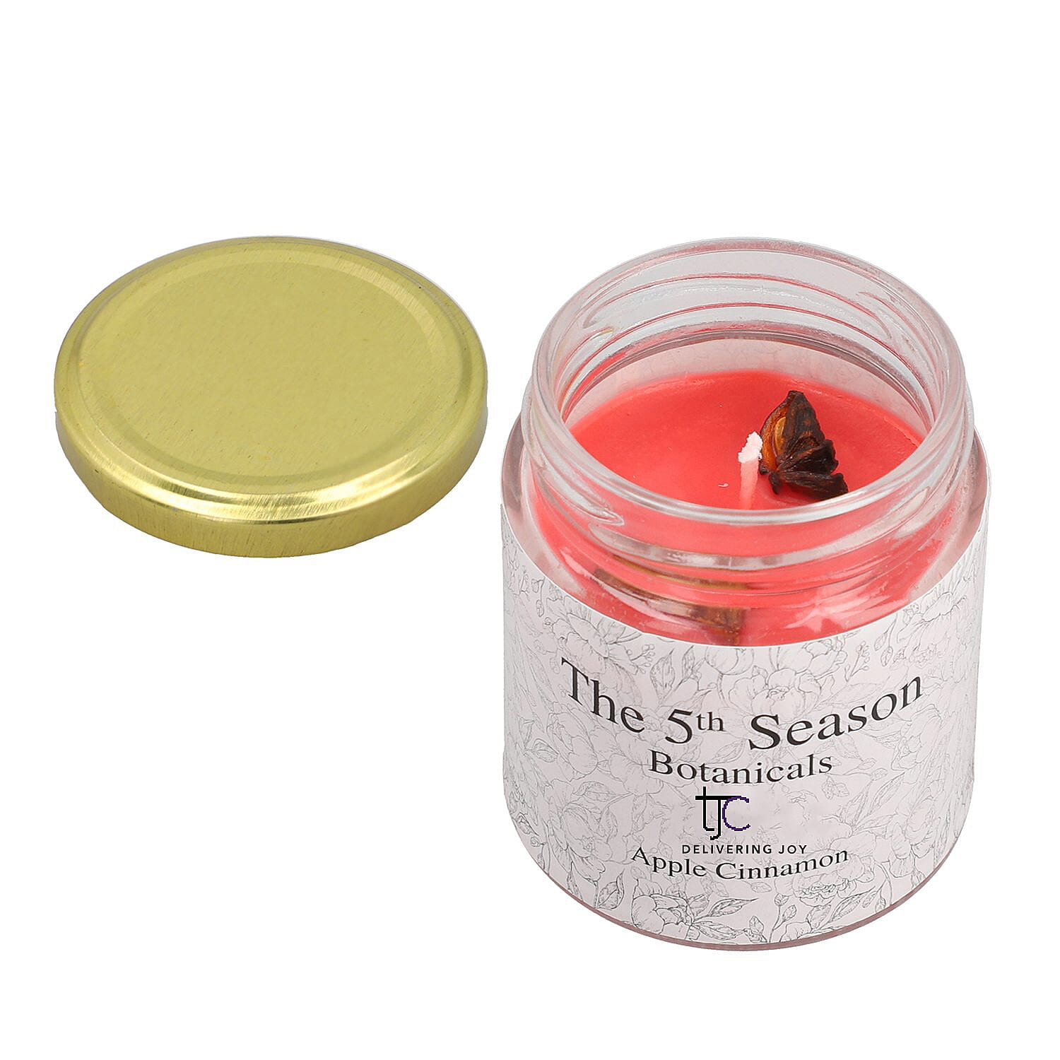 The 5th Season Botanical Collection - Apple Cinnamon Scented Soybean Wax Candle - 30 Hrs Burn Time