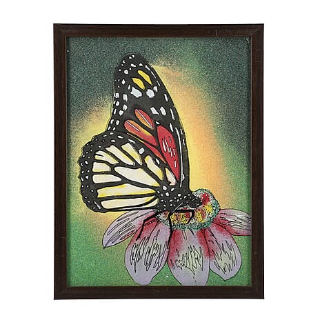 Handcrafted Gemstone Butterfly Wall Painting (Size 35x28 Cm)