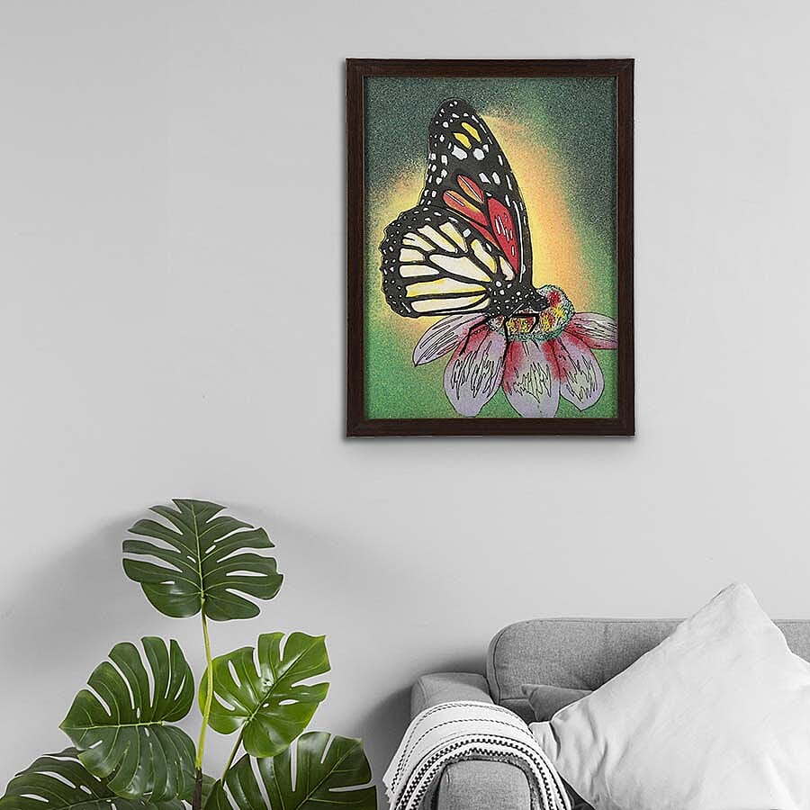 Handcrafted Gemstone Butterfly Painting (Size 32x4 Cm)