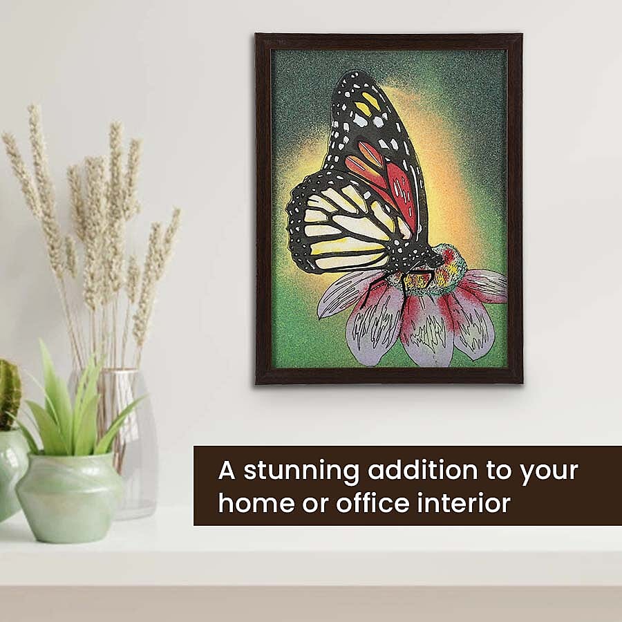 Handcrafted Gemstone Butterfly Painting (Size 32x4 Cm)