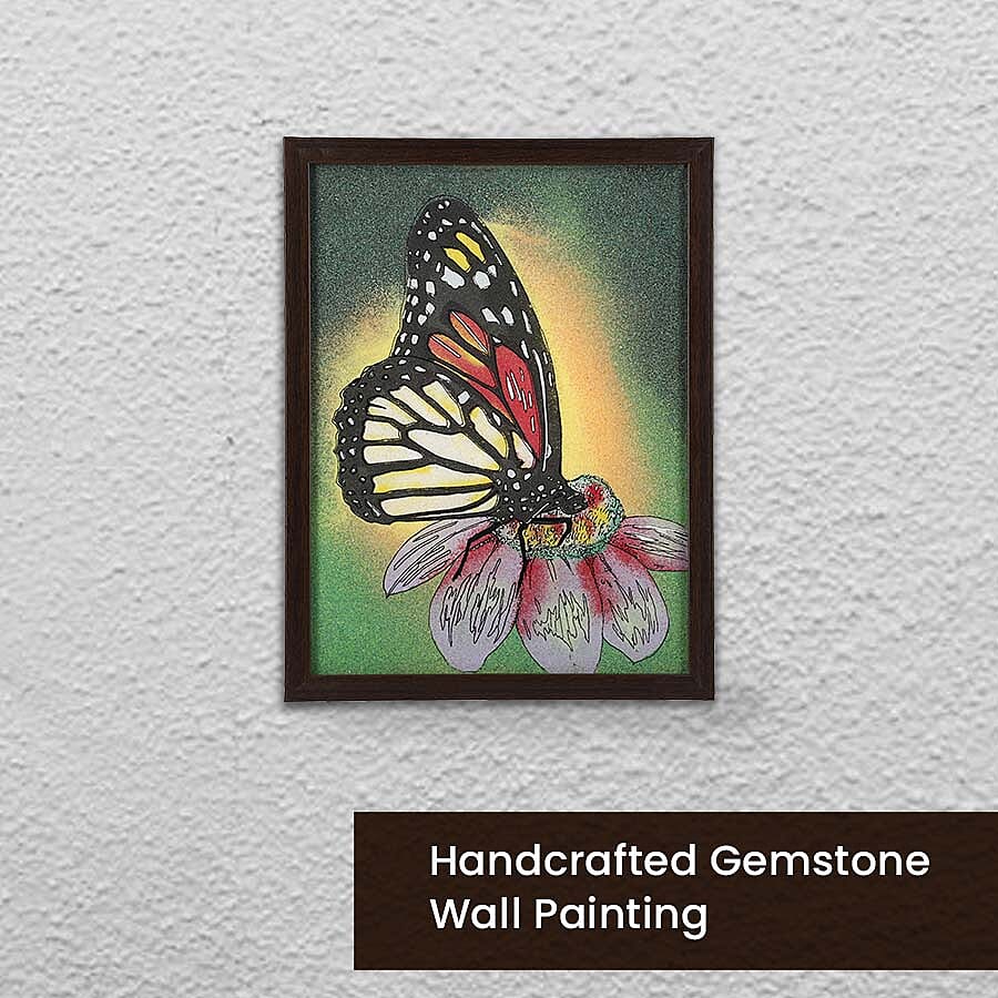 Handcrafted Gemstone Butterfly Painting (Size 32x4 Cm)