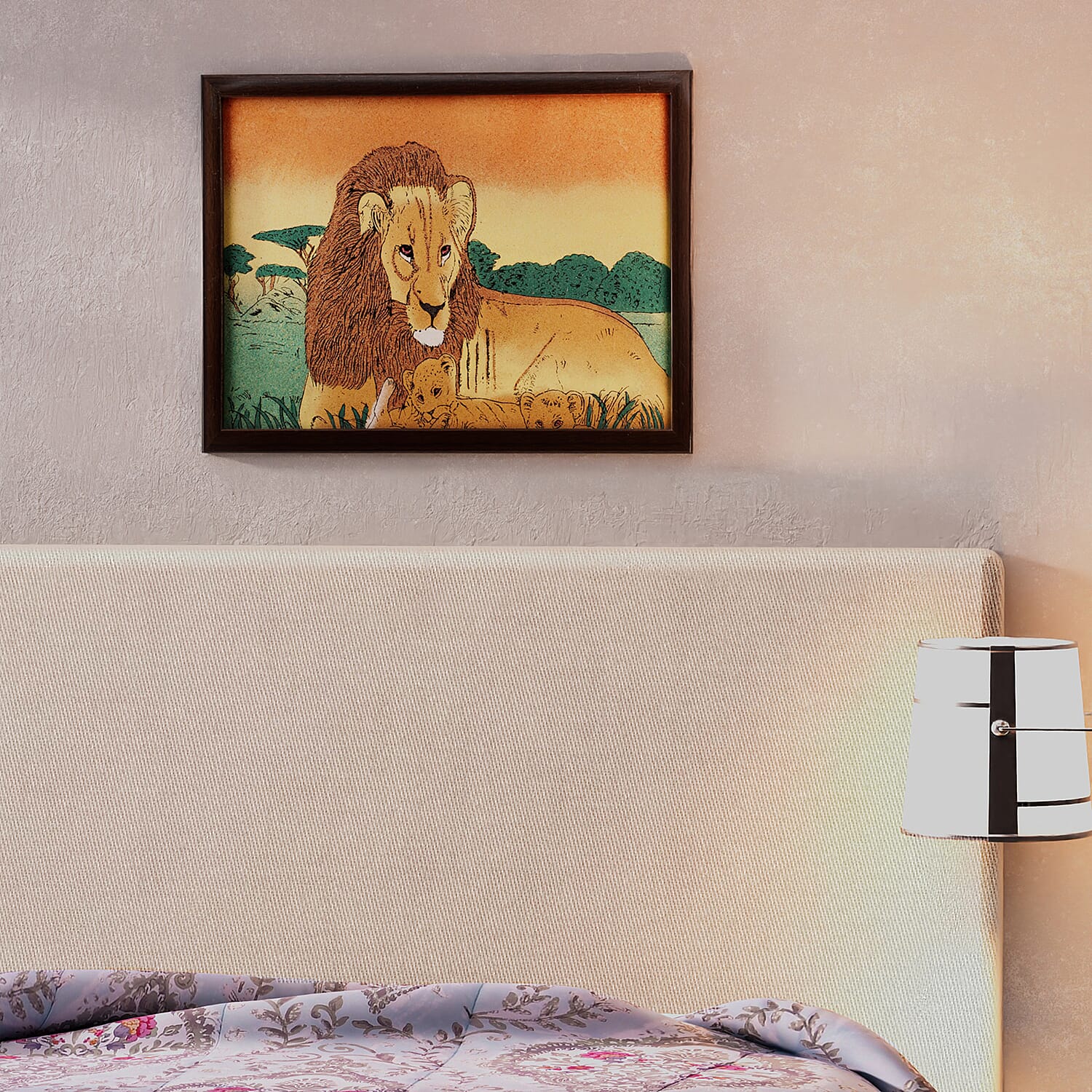 Handcrafted Gemstone Lion Painting (Size 32x4 Cm)