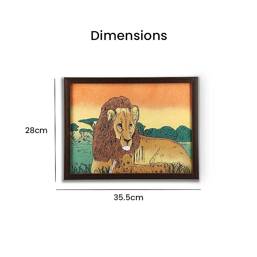 Handcrafted Gemstone Lion Painting (Size 32x4 Cm)