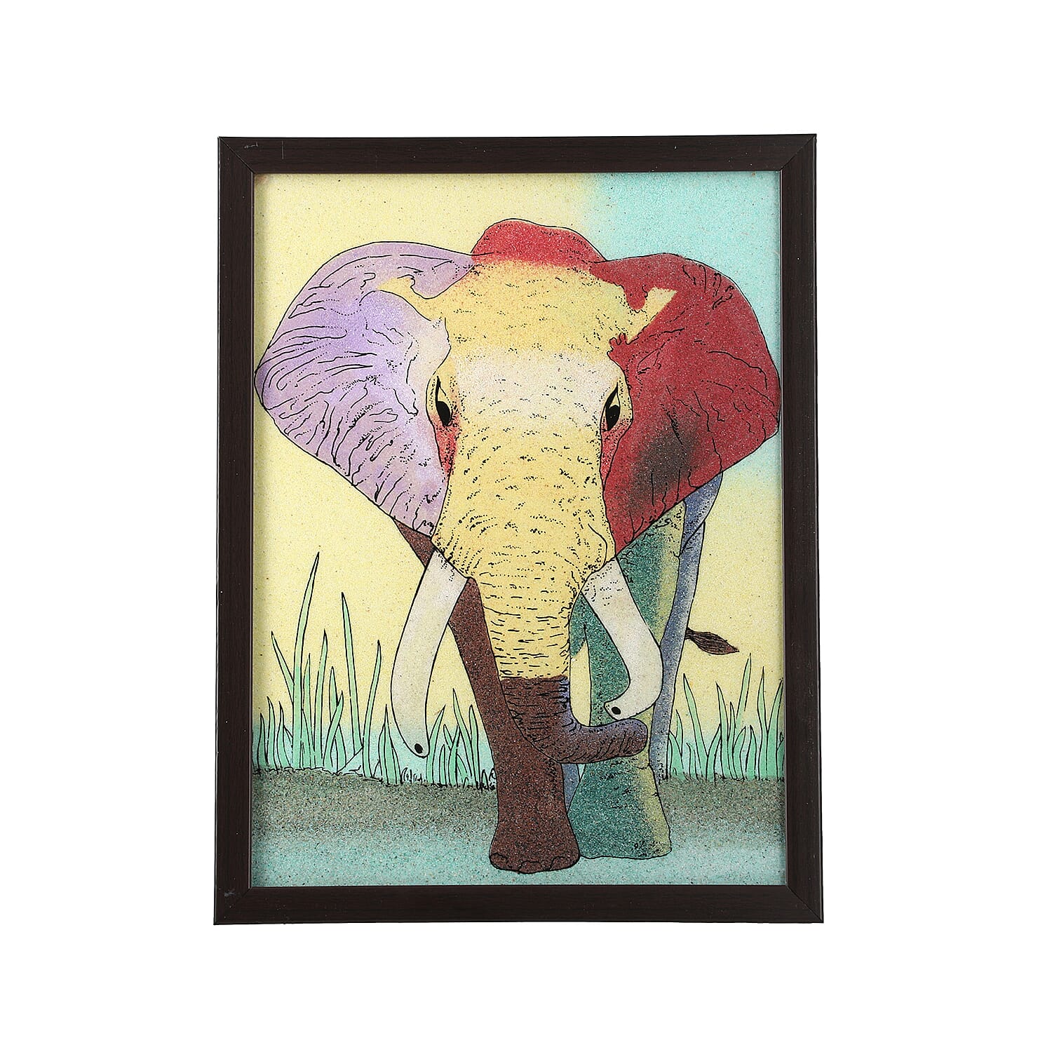Handcrafted Gemstone Elephant Painting (Size 36x28Cm)