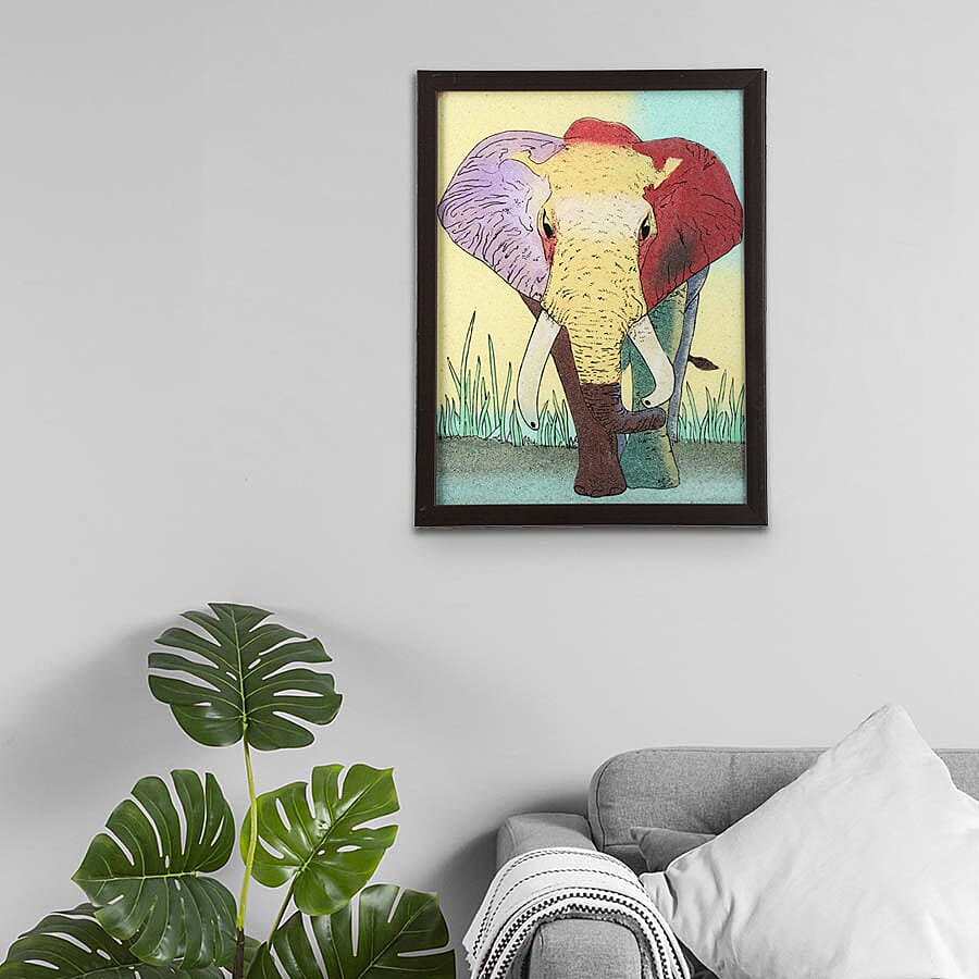 Handcrafted Gemstone Elephant Painting (Size 36x28Cm)
