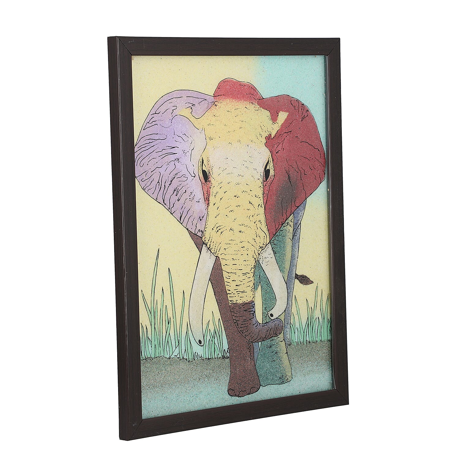 Handcrafted Gemstone Elephant Painting (Size 36x28Cm)