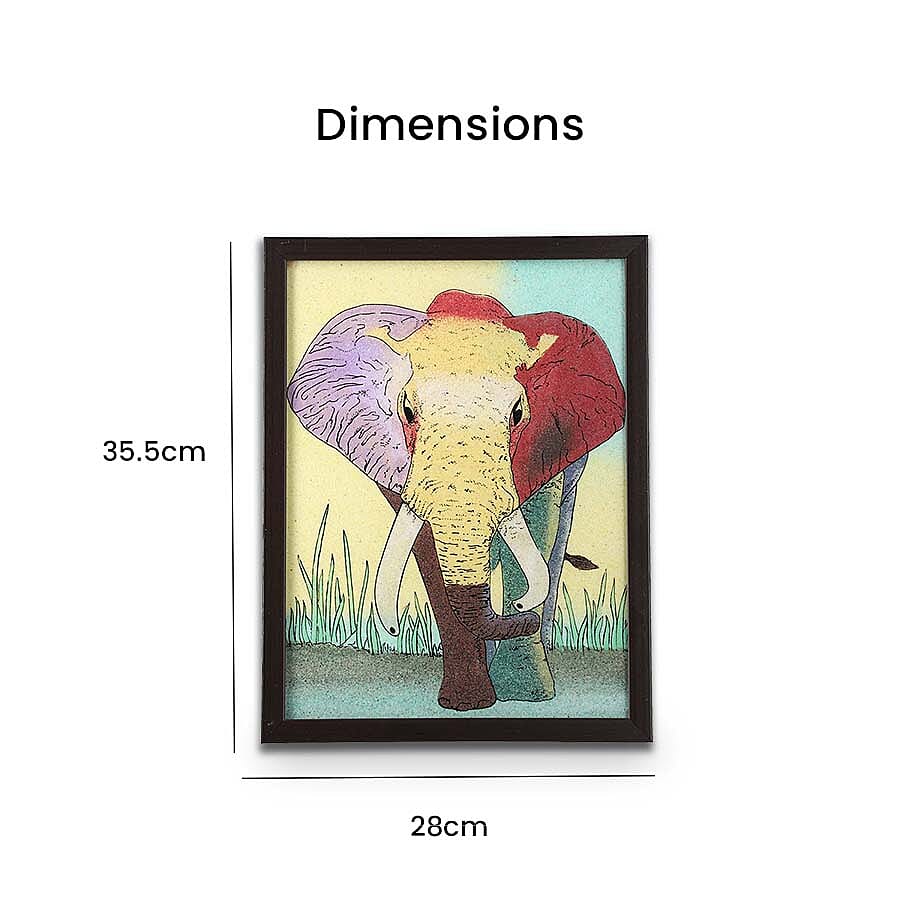 Handcrafted Gemstone Elephant Painting (Size 36x28Cm)