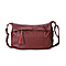 Genuine Leather Diamond Pattern Crossbody Bag with Shoulder Strap - Red