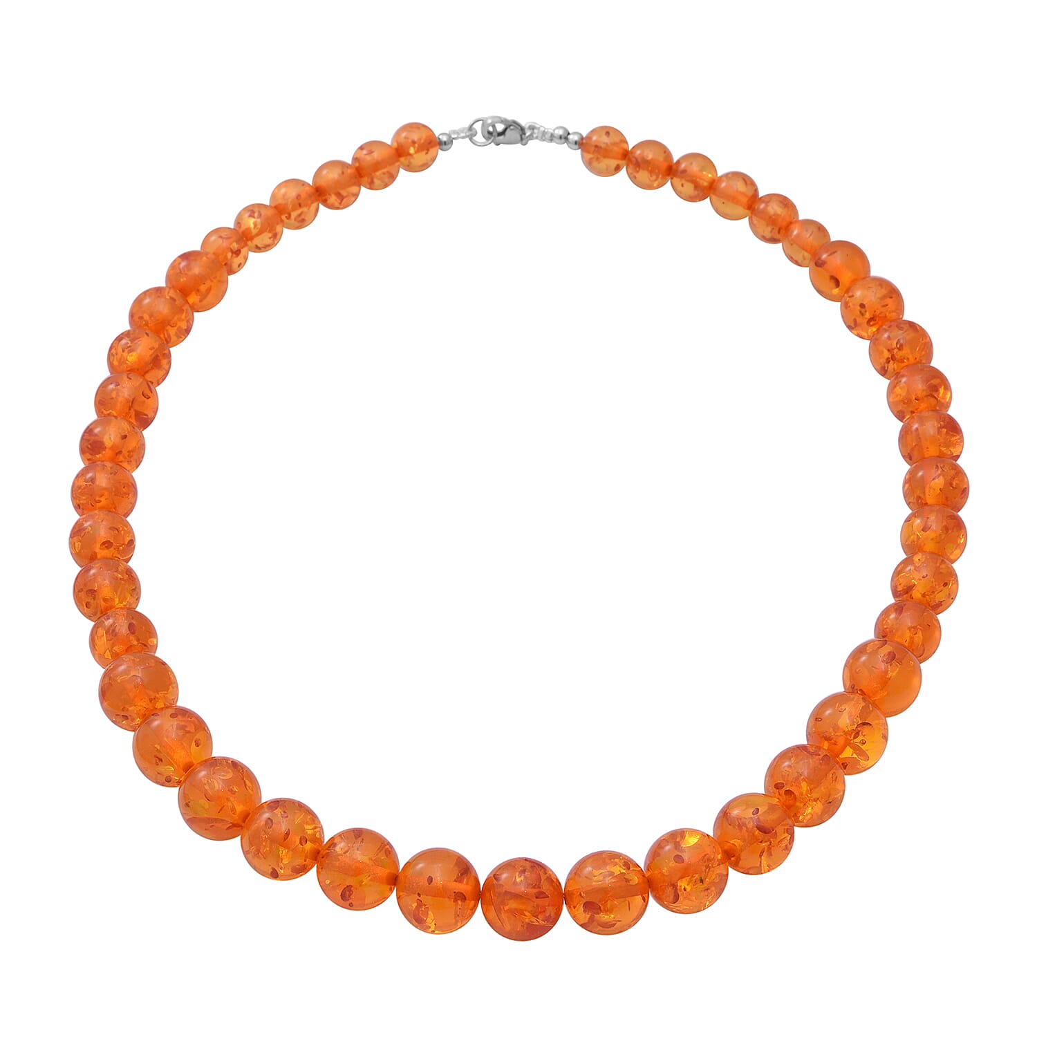 Extremely Rare AAA Natural Baltic Amber Necklace (Size - 18) in Sterling Silver