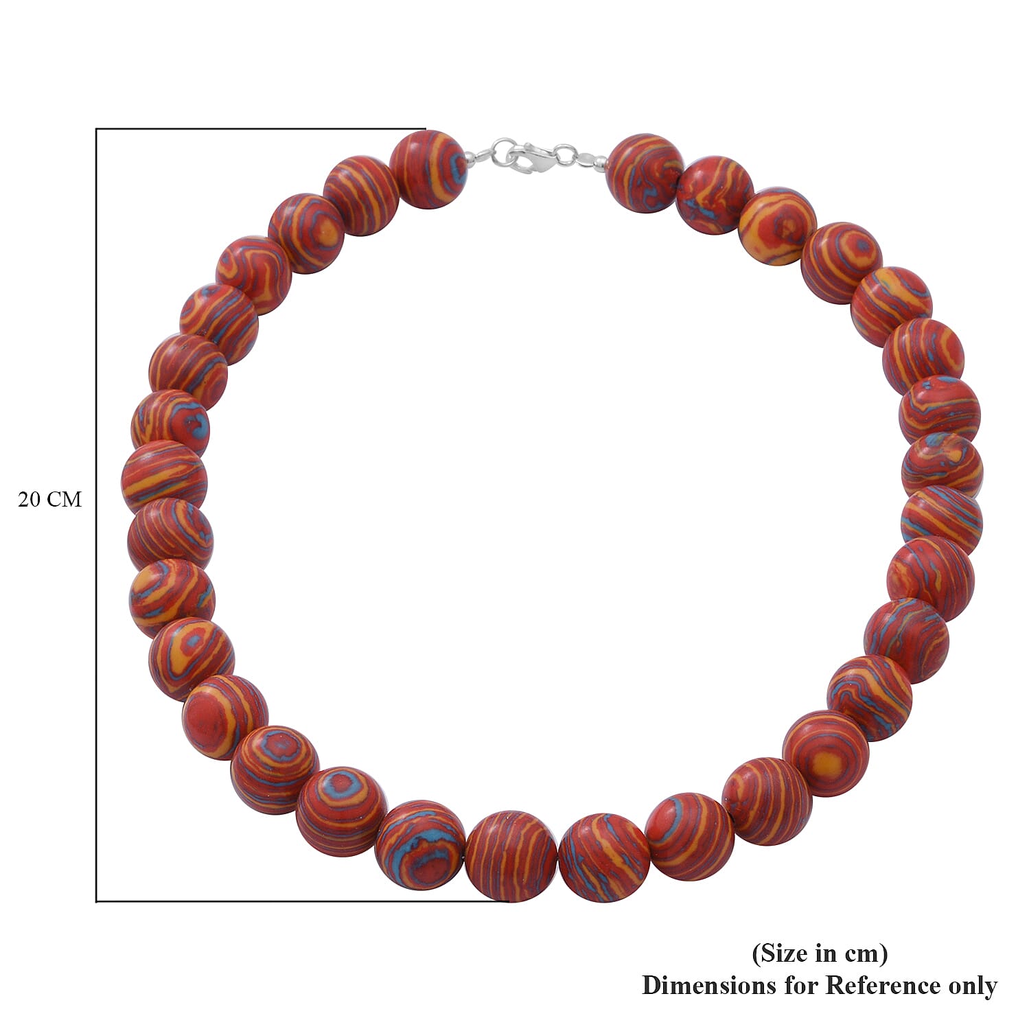 Multi Colour Malachite Beads Necklace (Size - 18) in Sterling Silver 450.00 Ct.